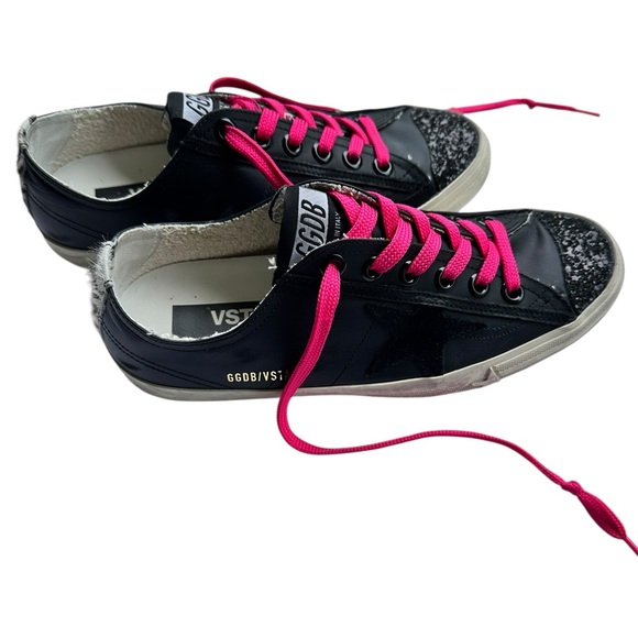Golden Goose Damen Sneaker V star black leather zebra  LIKE NEW 38 - Picture 1 of 7